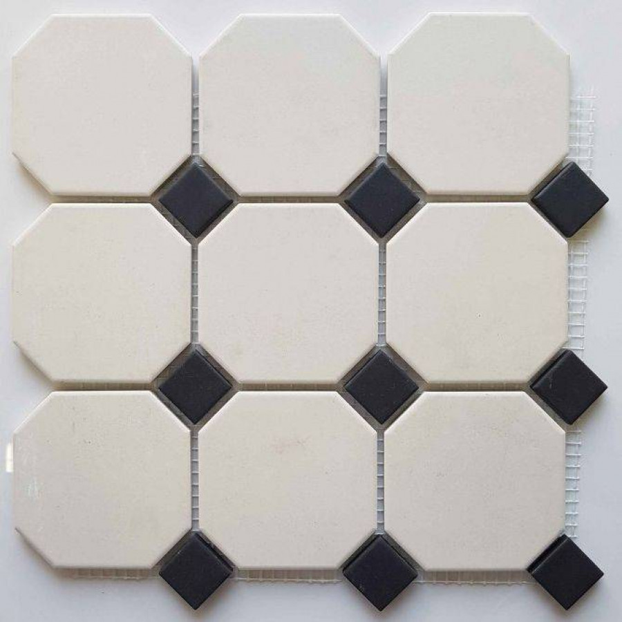 Декор 30x30 8мм Octagon 4416OCT14 Oct14-1Ch White 16/Black Dots 14 матовая белый Top Cer