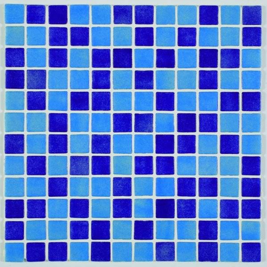 Мозаика 40x32 4мм Mixed № 110/508 (на сцепке) (2.5x2.5) глянцевая синий Vidrepur