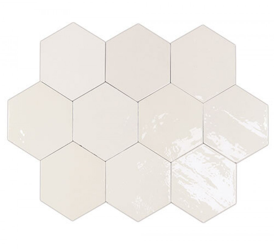 Плитка Плитка 12x11 11мм Zellige Hexa White 122078 глянцевая белый однотонная, краска, штукатурка Wow Wow
