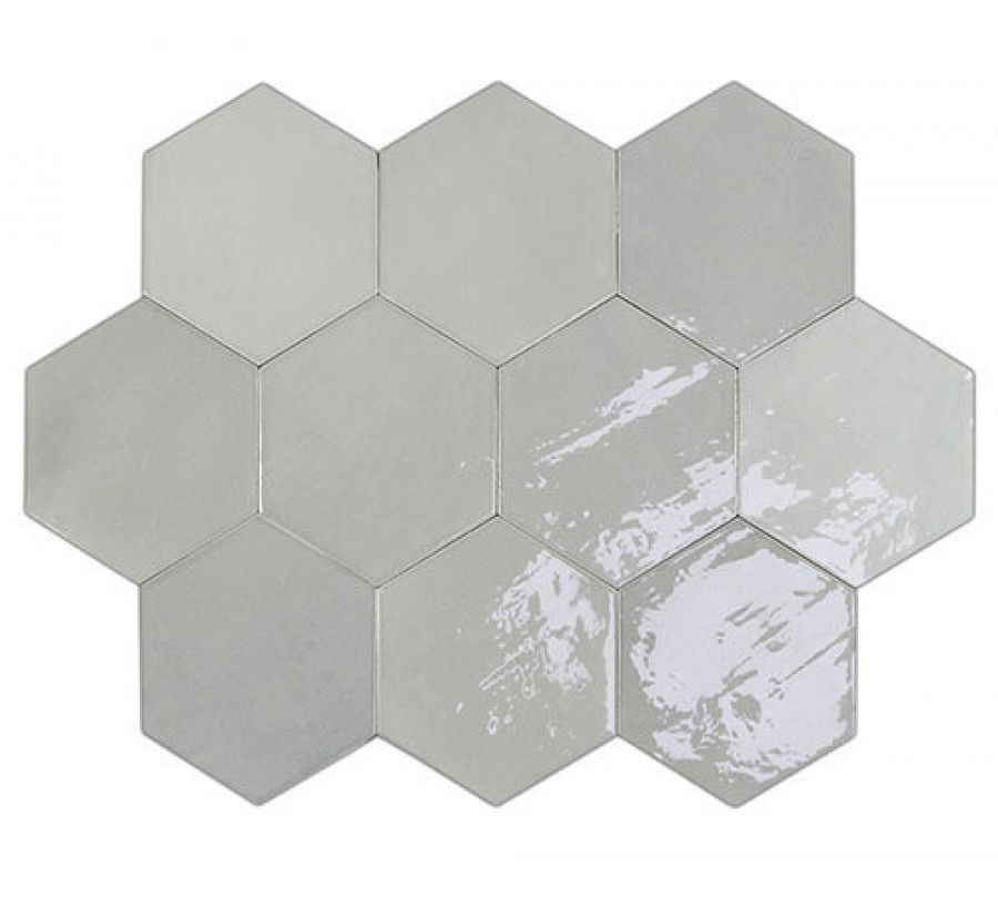 Плитка Плитка 12x11 11мм Zellige Hexa Grey 122079 глянцевая серый однотонная, краска, штукатурка Wow Wow