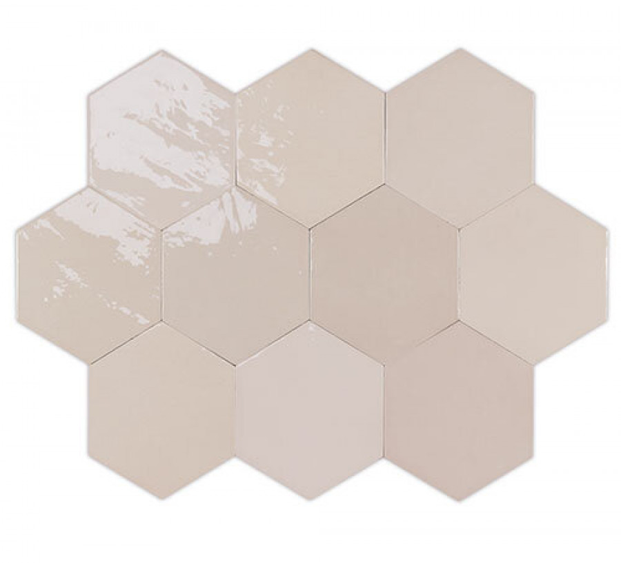 Плитка Плитка 12x11 11мм Zellige Hexa Nude 122080 глянцевая бежевый однотонная, краска, штукатурка Wow Wow