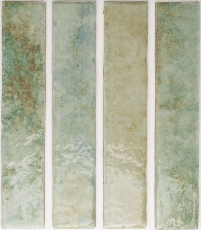 Плитка Плитка 25x5 9мм Potters Agave 133176 глянцевая, 3d зеленый краска, штукатурка Wow Wow