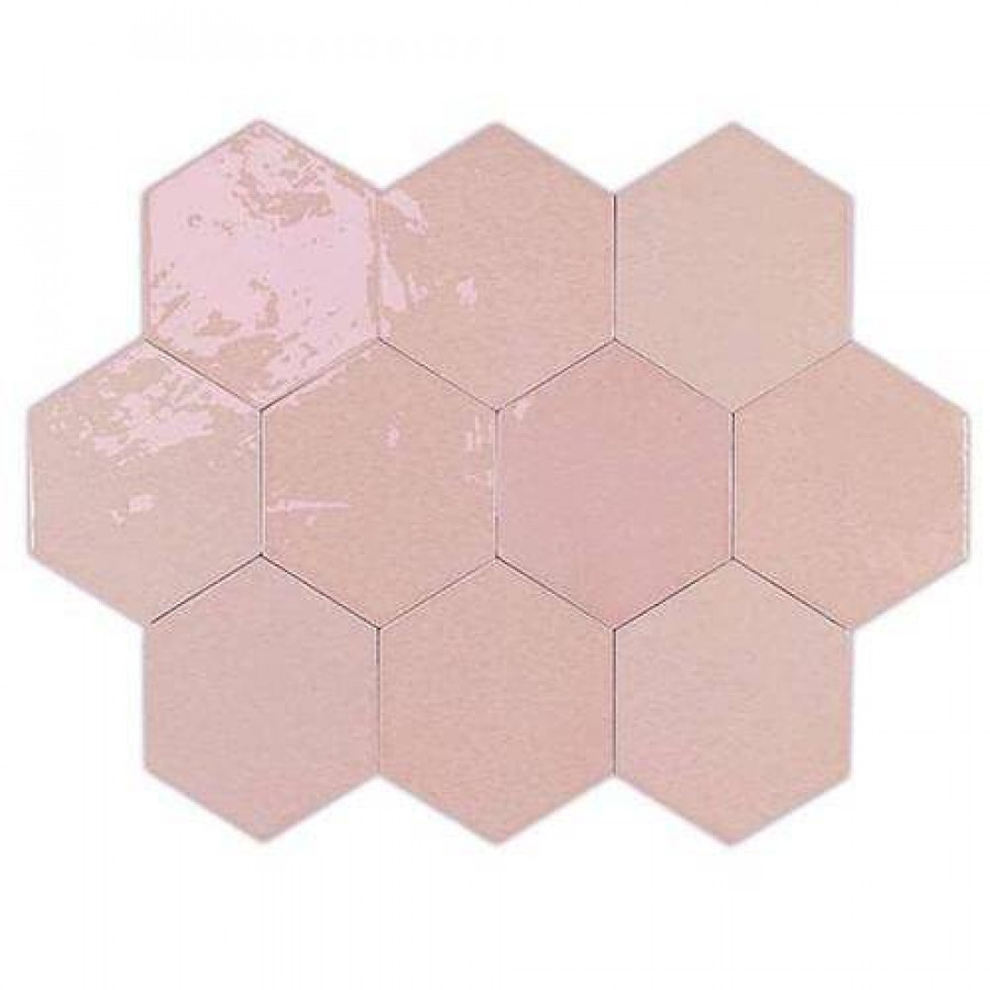 Керамическая плитка 12x11 8.5мм Zellige 122082 Hexa Pink глянцевая зеленый WOW