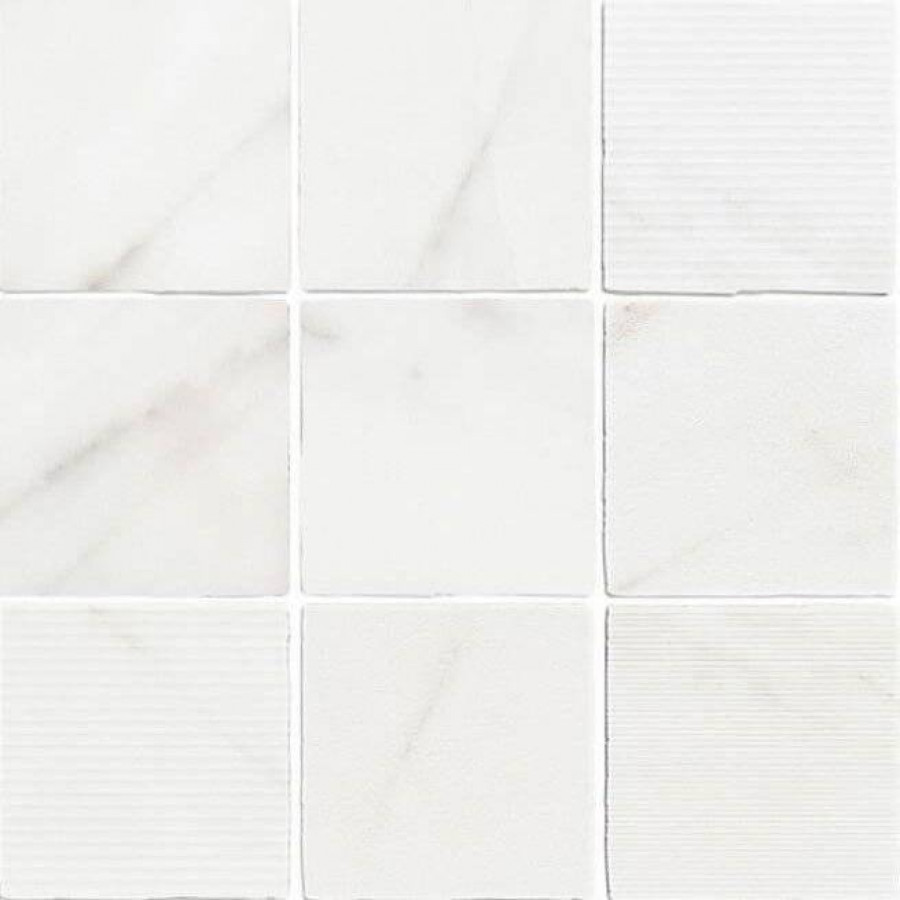 Керамогранит 12x12 8.5мм Gea 120288 Carved Calacatta матовая белый WOW