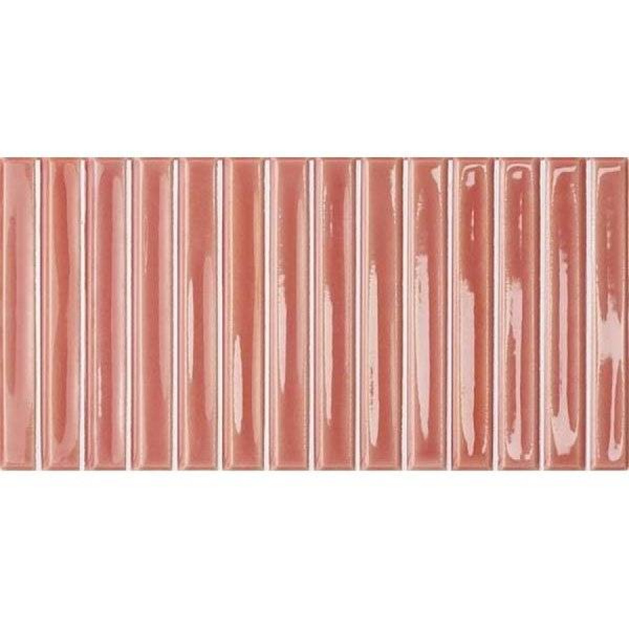 Керамогранит 25x13 10.5мм Colour Notes 133163 Bars Rosemist глянцевая красный WOW