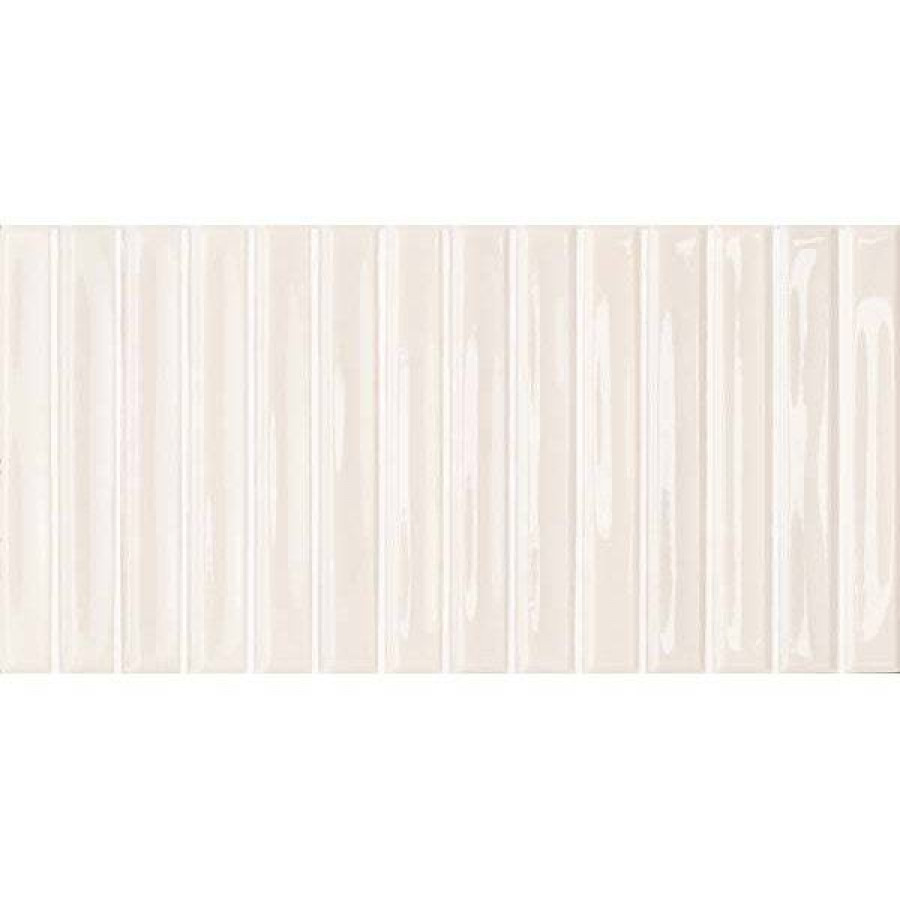 Керамогранит 25x13 10.5мм Colour Notes 133161 Bars Oat глянцевая белый WOW