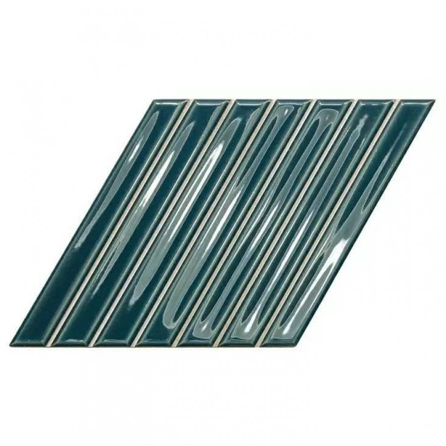 Керамическая плитка 26x15 10.5мм Spike Bars 135024 B Peacock Blue Gloss глянцевая синий WOW