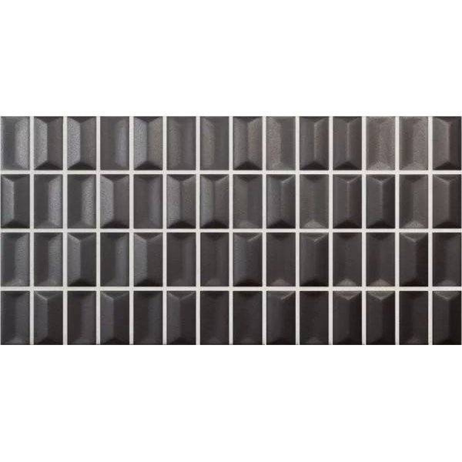 Керамическая плитка 25x13 8мм 3D Bars 135539 Diamond Onix Matt матовая черный WOW