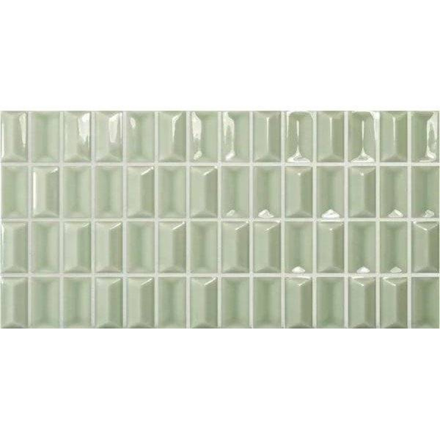 Керамическая плитка 25x13 8мм 3D Bars 135541 Diamond Jade Gloss глянцевая зеленый WOW