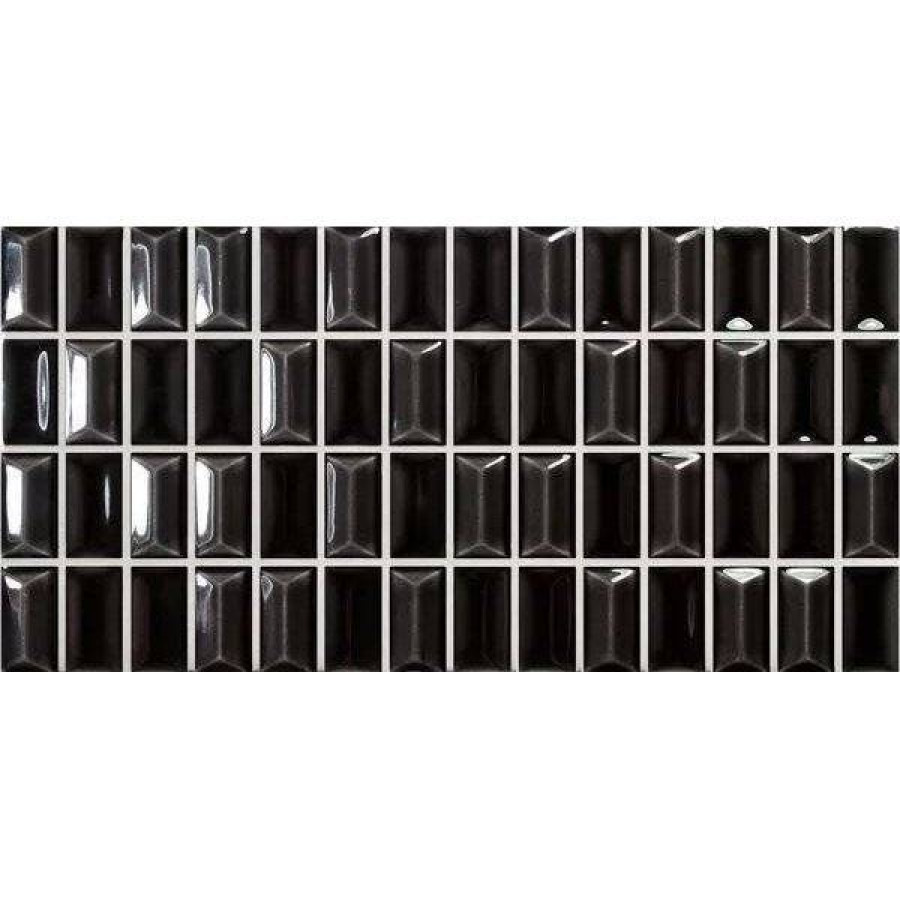 Керамическая плитка 25x13 8мм 3D Bars 135540 Diamond Onix Gloss глянцевая черный WOW