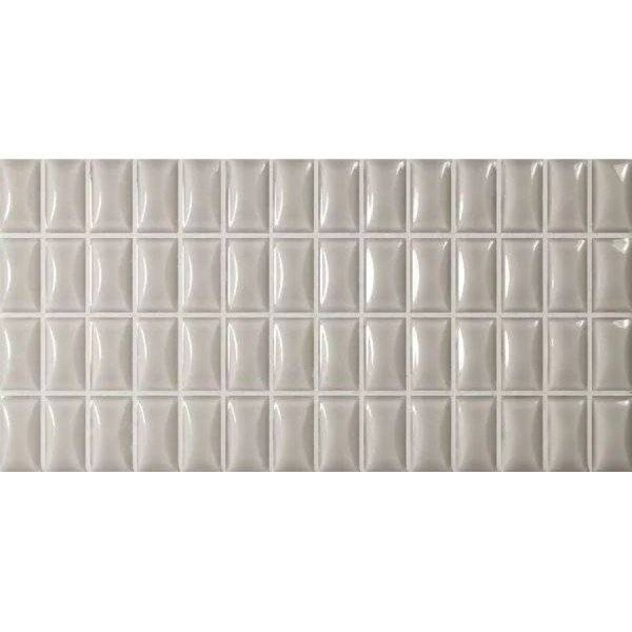 Керамическая плитка 25x13 8мм 3D Bars 135553 Bevel Pearl Gloss глянцевая серый WOW