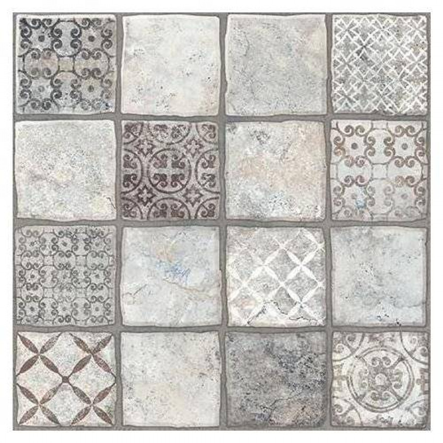 Керамогранит 40x40 8мм Карфаген 1Д Серый Декор матовая серый Керамин