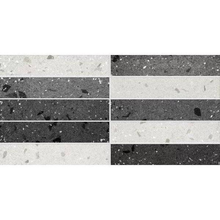 Декор 60x30 8.5мм Морена 2Д Черный матовая серый Керамин