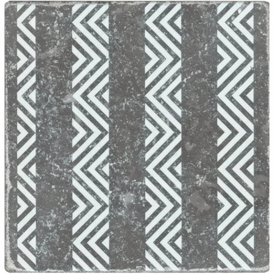 Керамогранит 10x10 10мм Marble Black Motif №8 матовая белый Плитка Антика