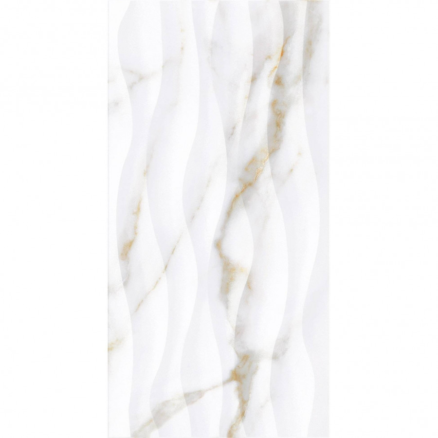 Керамическая плитка 60x30 8.5мм Дафнис TP3660SWAY Рельеф Ректификат глянцевая белый Тянь-Шань