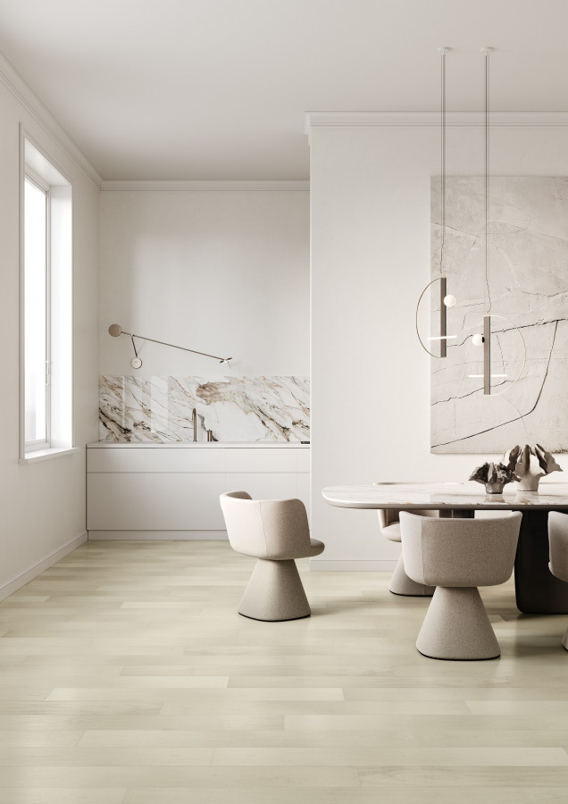 Кварцевый паркет Классик Клён Американский Белый 400-56 5/0,6 1220x152 Quartz Parquet