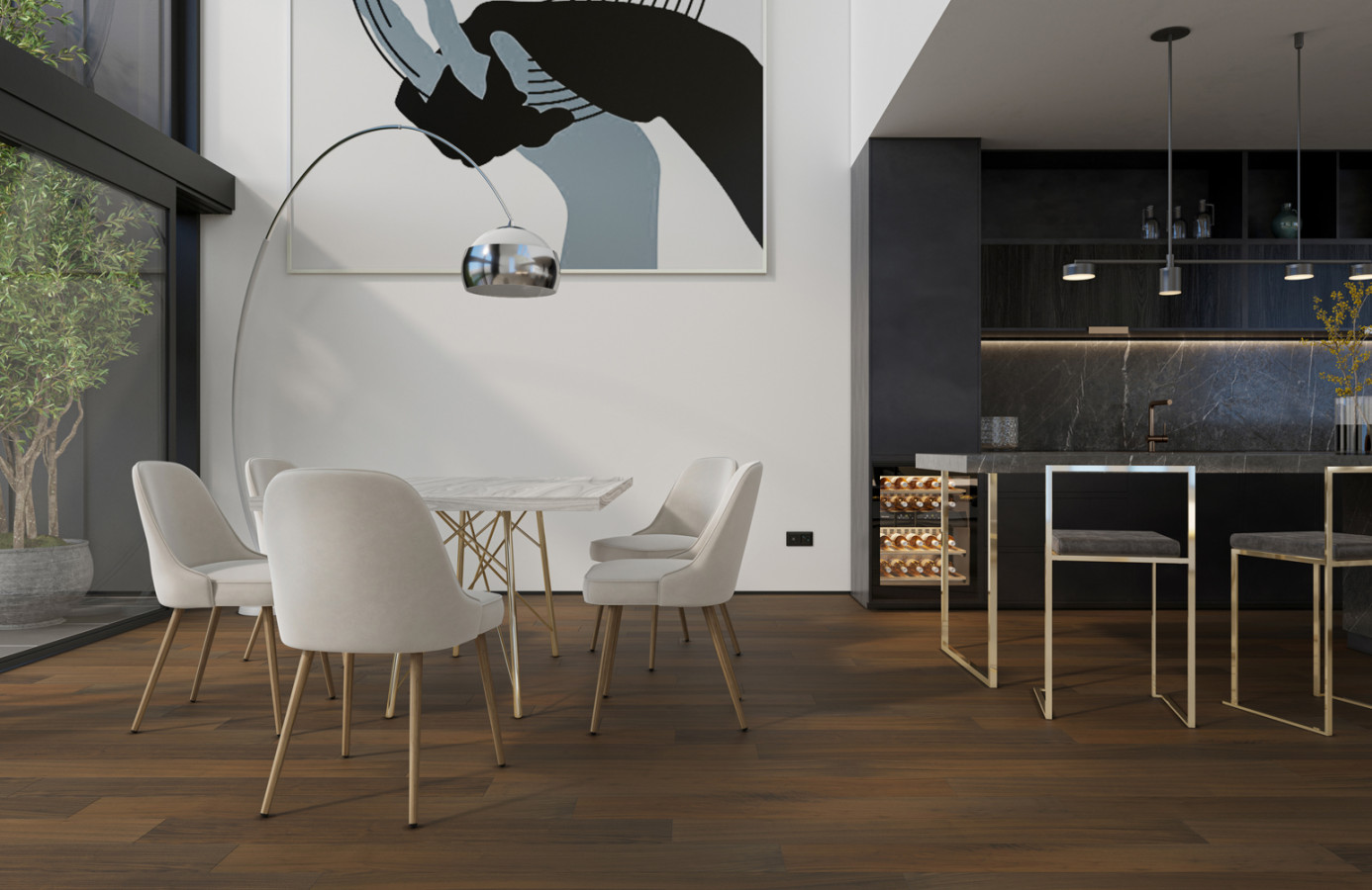 Кварцевый паркет Классик Орех Американский 400-29 7/1,2 1220x152 Quartz Parquet