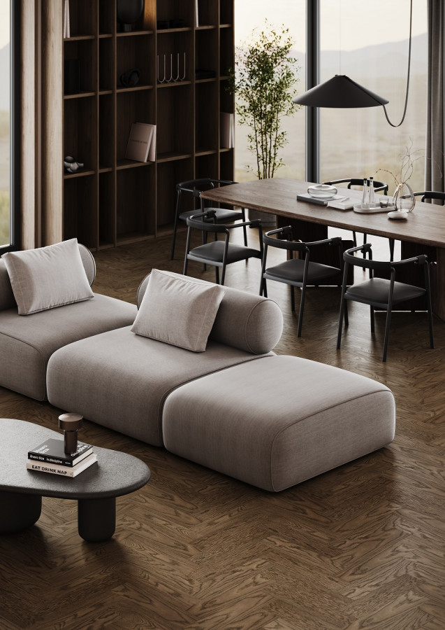 Кварцевый паркет штучный Дуб Брауни 44-413 5/0,6 400x100 Quartz Parquet