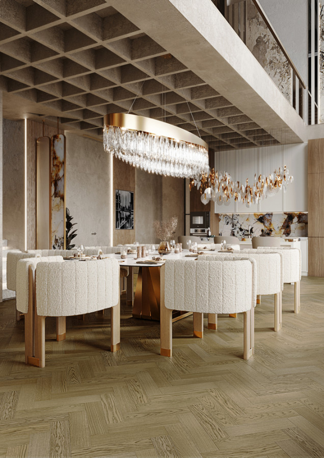 Кварцевый паркет штучный Дуб Конго 44-1258-54 5/0,6 400x100 Quartz Parquet