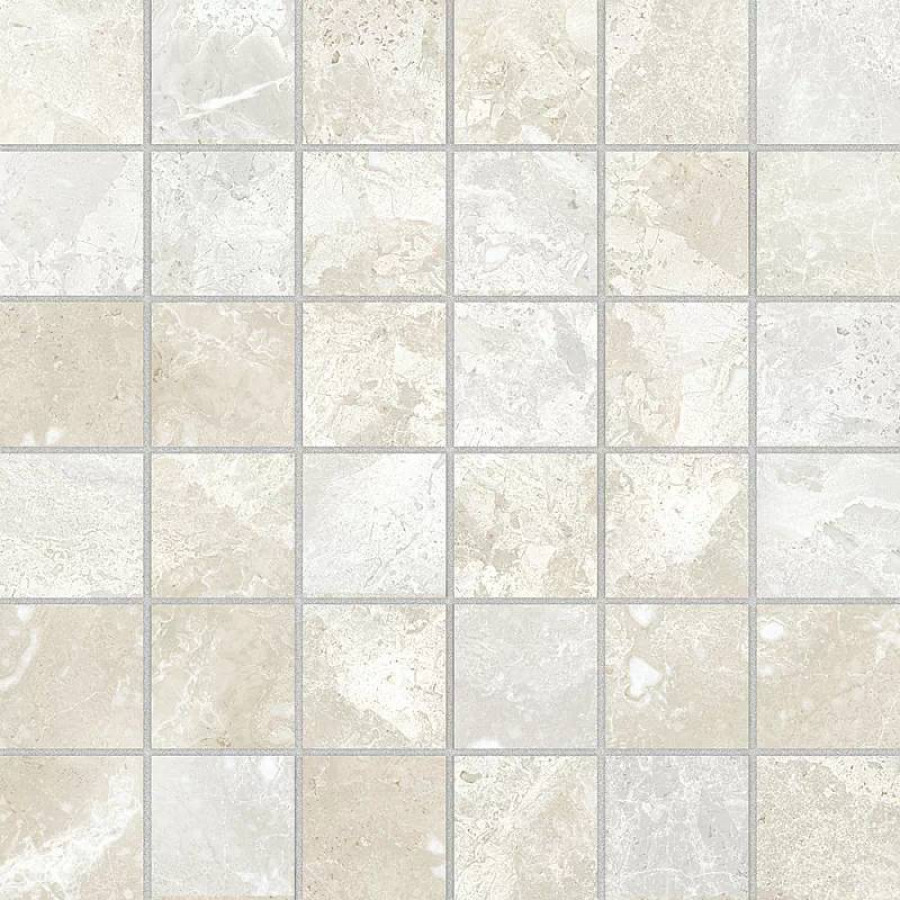 Мозаика 30x30 10мм Fontana Mosaico Lux Mix лаппатированная белый Azteca