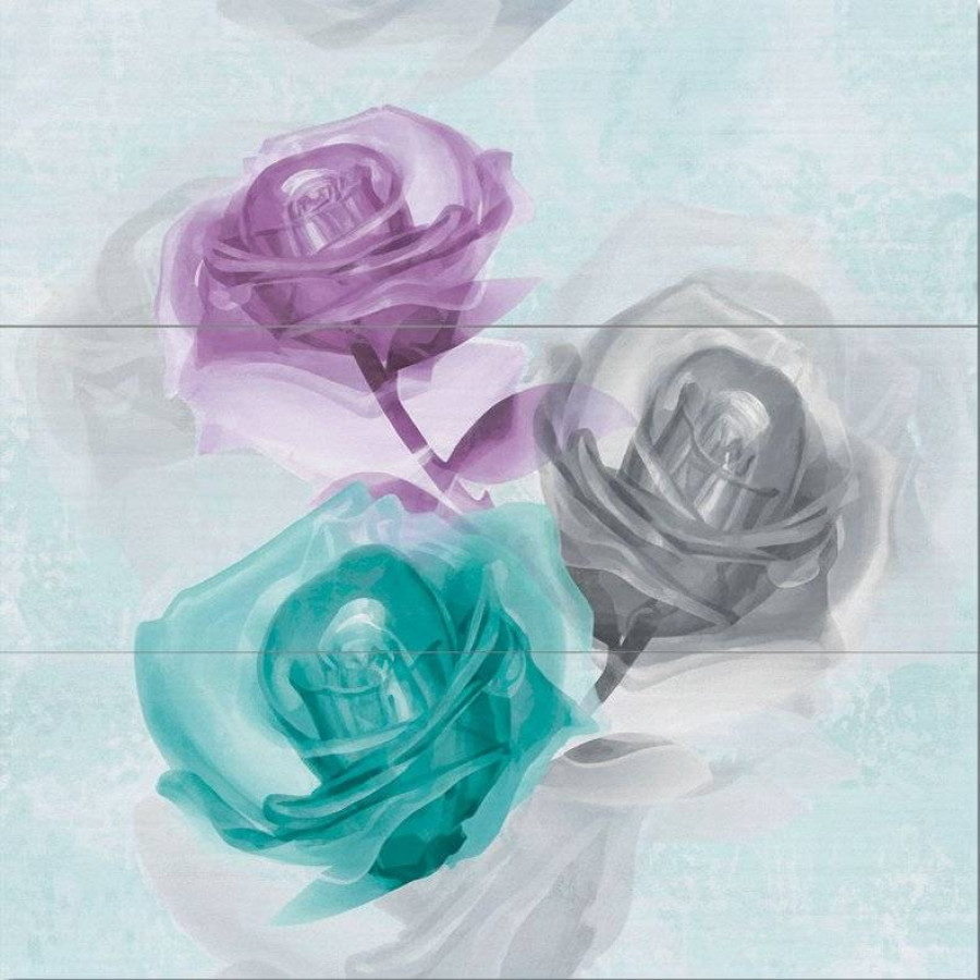 Панно 75x75 9мм Texi Composicion Rosas Amt (к-т 3 шт) глянцевая двухцветный Azuliber