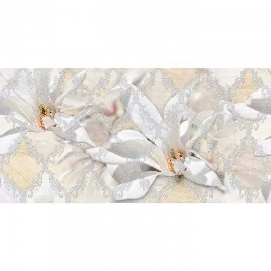 Декор 50x25 9мм Дубай Ромбы и цветы 5 Светло-бежевый глянцевая бежевый Beryoza Ceramica