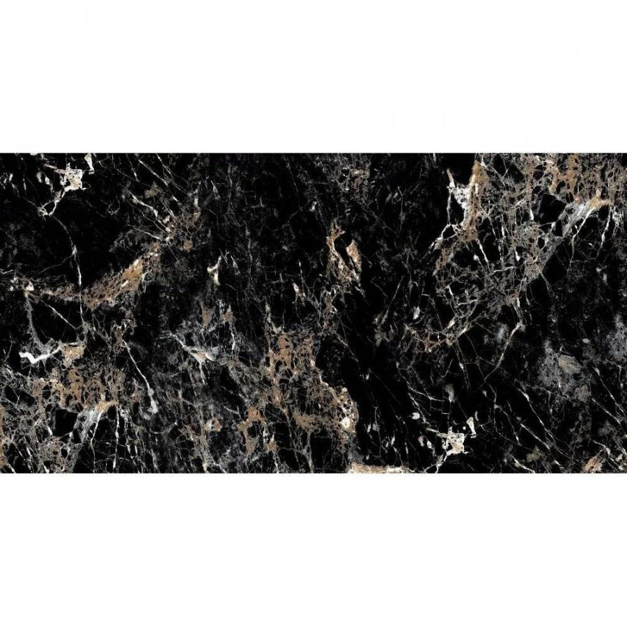 Керамогранит 120x60 9мм Burberry Black Hi-Glossy полированная черный Bluezone