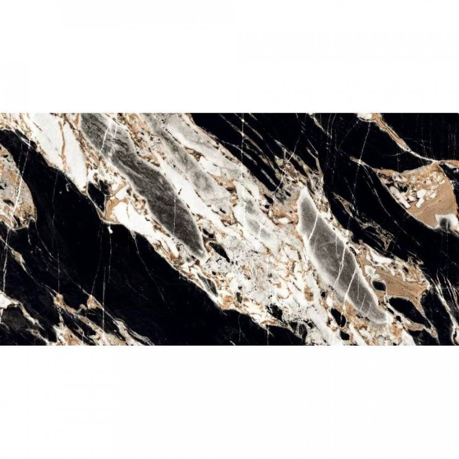 Керамогранит 120x60 9мм Noks Black B Hi-Glossy полированная черный Bluezone