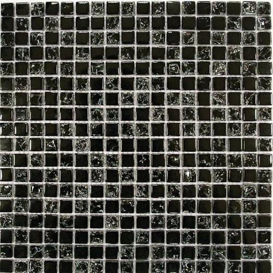 Мозаика 30x30 8мм Strike Black (1.5x1.5) глянцевая черный Bonaparte