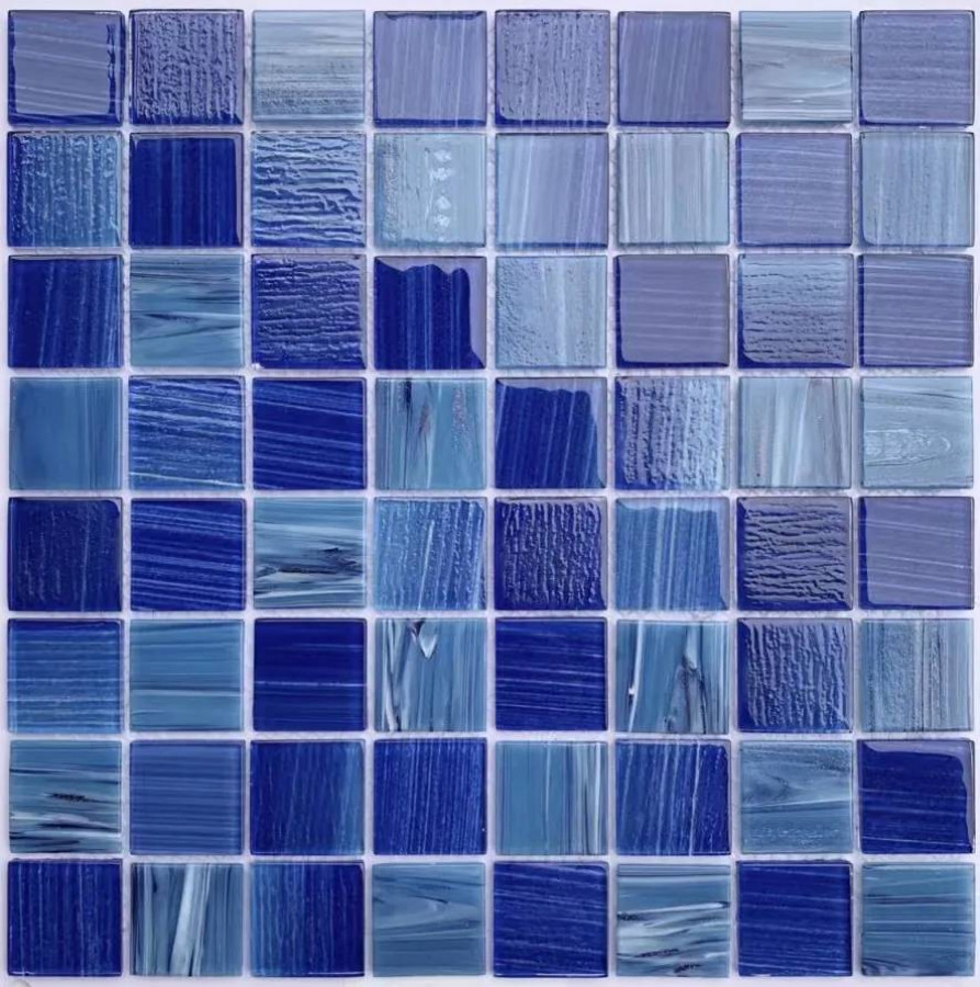 Мозаика 30x30 4мм Стеклянная мозаика Alaska dark blue (3.6x3.6) глянцевая синий Bonaparte