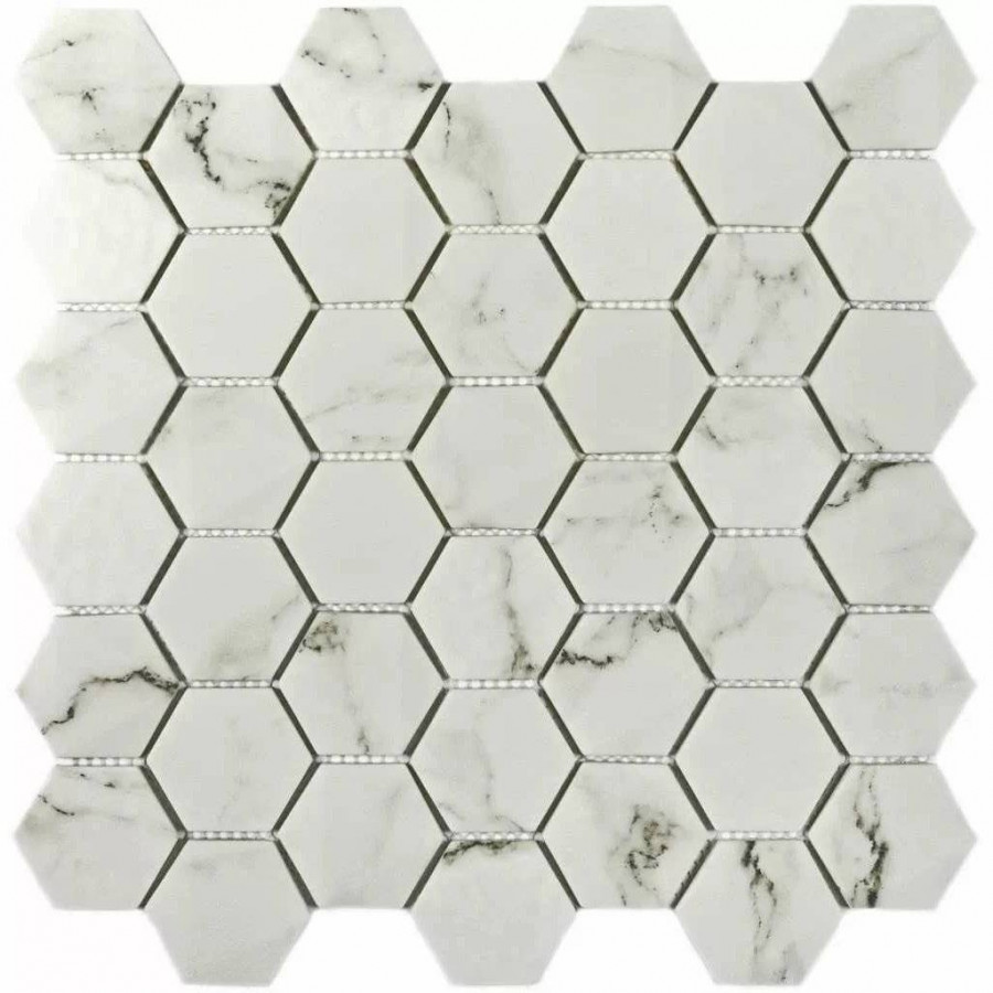 Мозаика 30x30 6.5мм Volume White (4.8x4.8) матовая белый Bonaparte