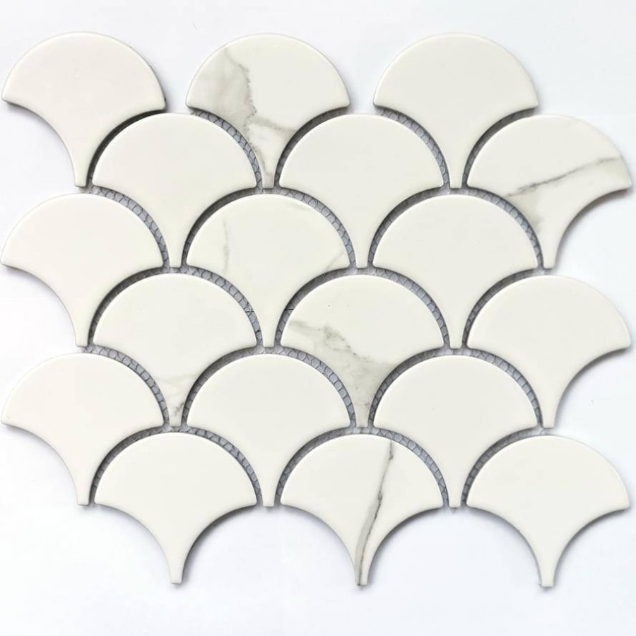 Мозаика 26x22 6мм Calacatta Scale (7.44x7) матовая белый Bonaparte