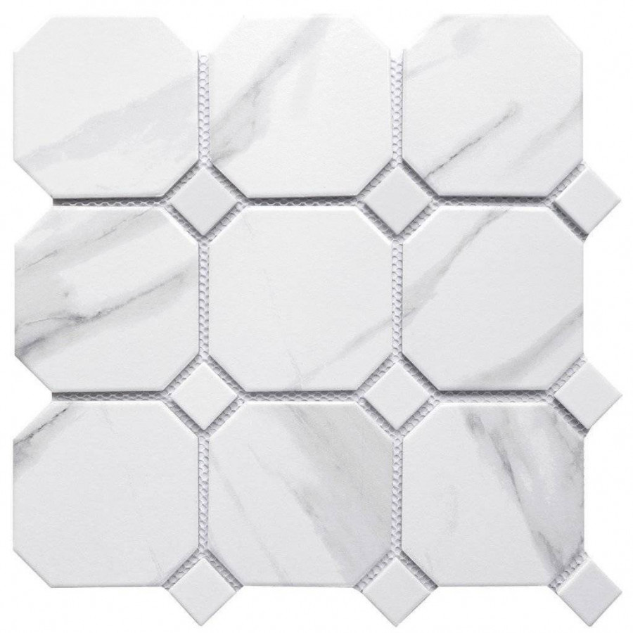 Мозаика 30x30 6мм Tango (9.5x9.5;2.5x2.5) матовая белый Bonaparte