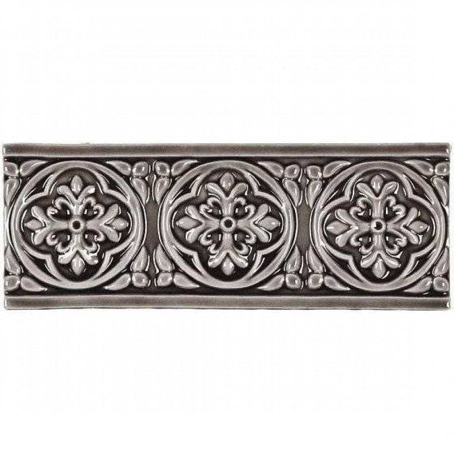 Бордюр 20x8 9мм Studio Adst4005 Relieve Palm Beach Timberline глянцевая серый Adex