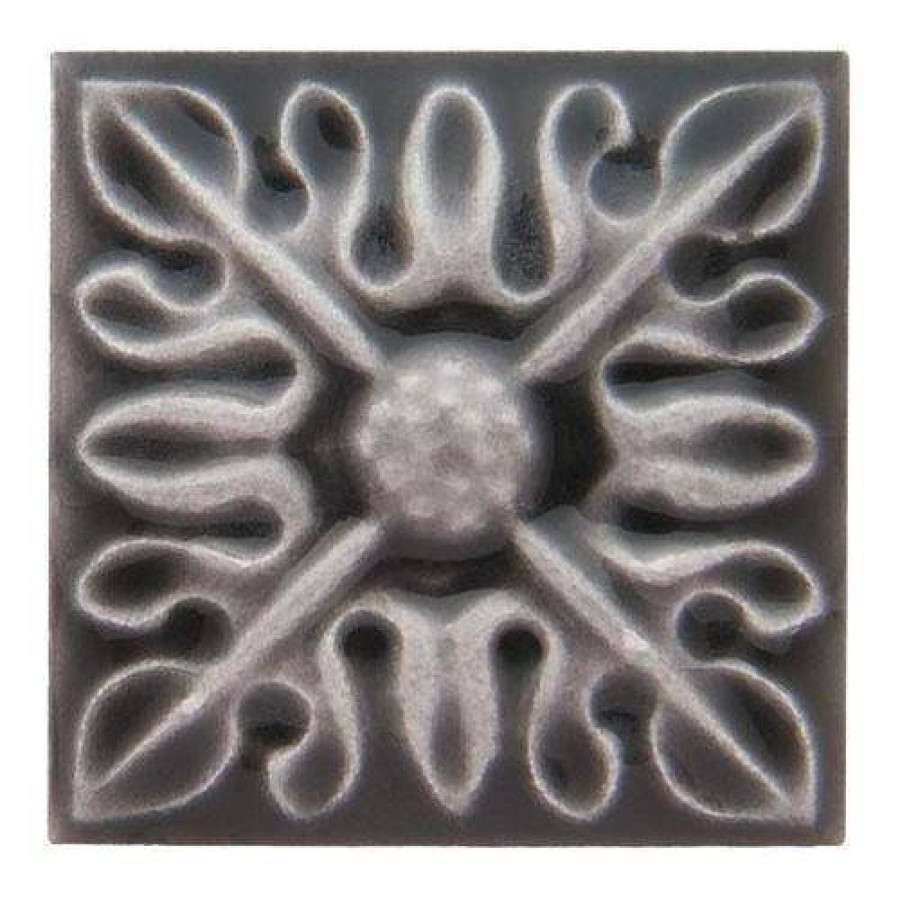 Вставка 3x3 9мм Studio Adst4065 Taco Relieve Flor №2 Volcanico глянцевая серый Adex