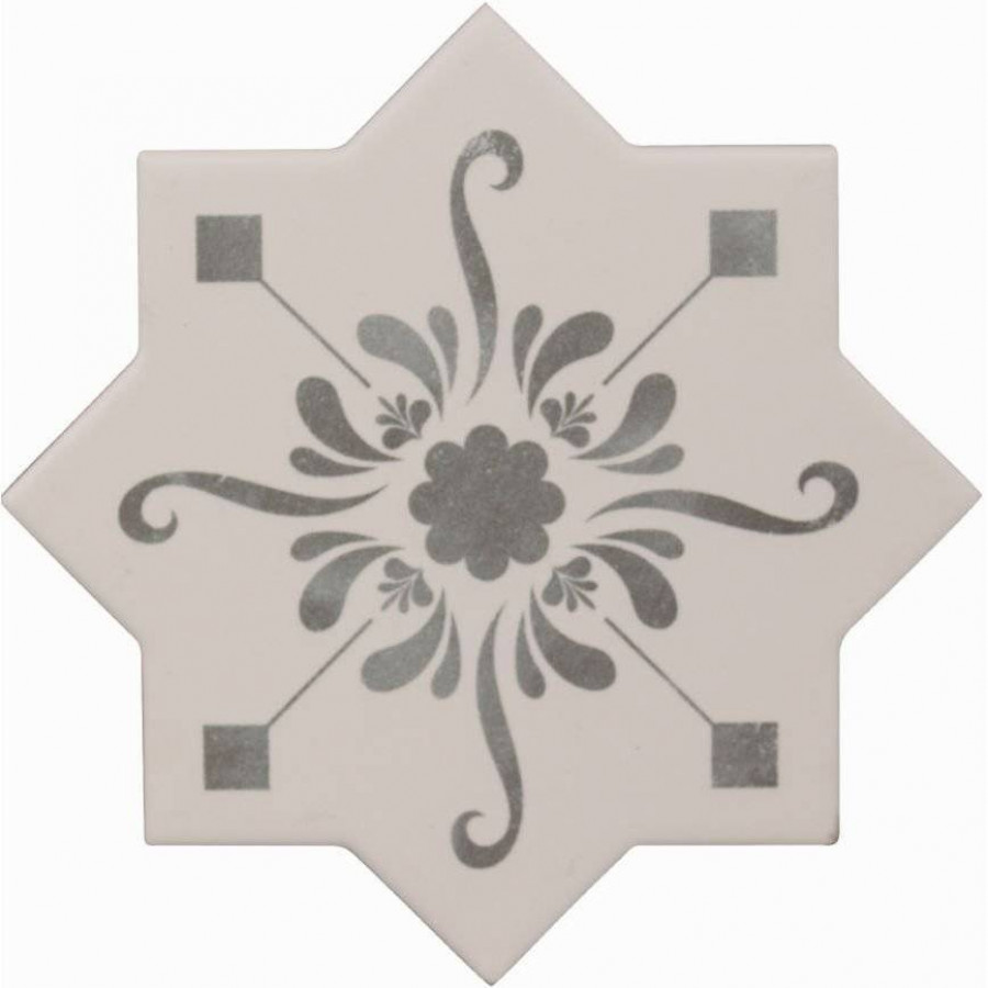 Керамогранит 13x13 10мм Becolors Star Dec. Stencil Grey матовая белый Cevica