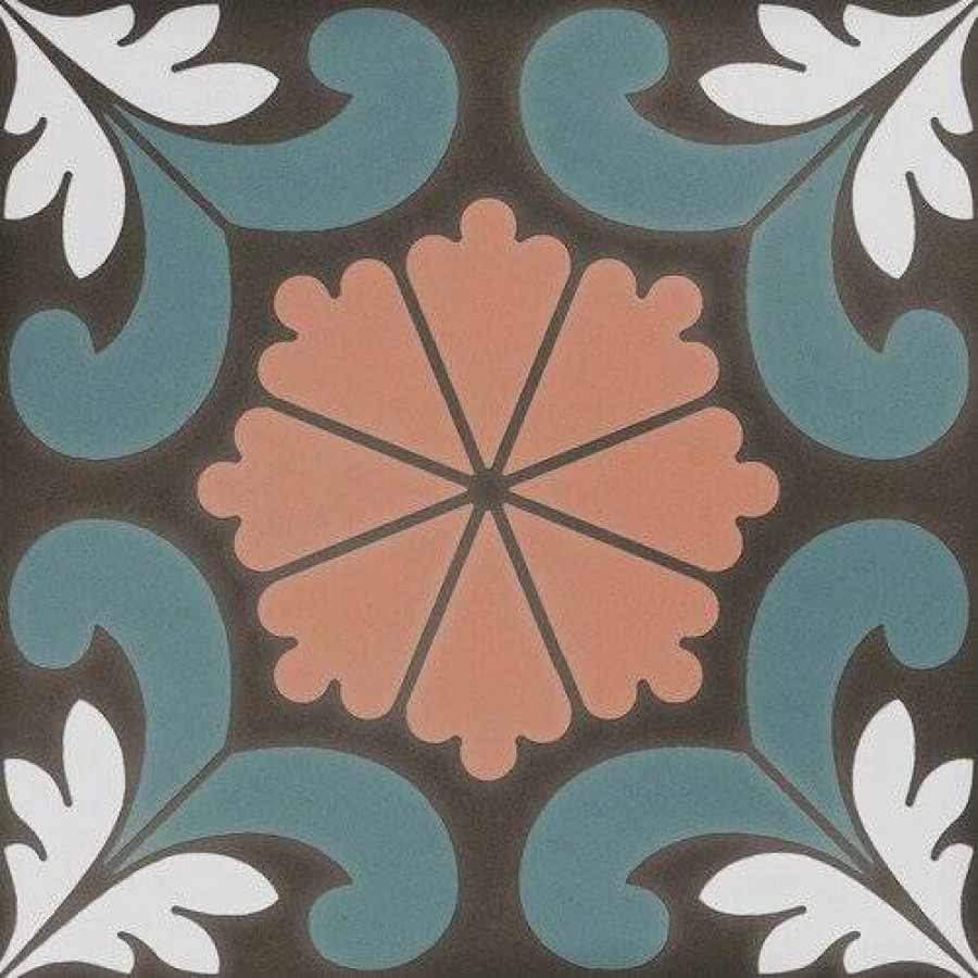 Керамогранит 15x15 8.5мм Sync 125634 Flower Blue матовая коричневый Dna Tiles