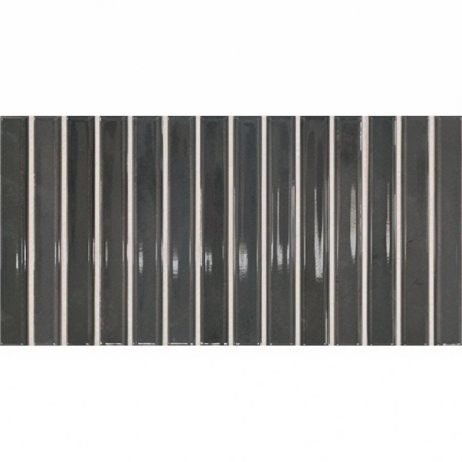 Керамическая плитка 25x13 9мм Flash Bars 133477 Graphite глянцевая черный Dna Tiles