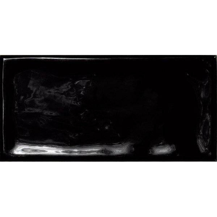 Керамическая плитка 15x8 9мм Alfaro Negro Br. глянцевая черный El Barco